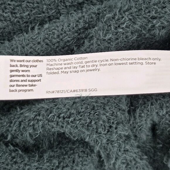 Eileen Fisher Organic Cotton Eyelet Sweater Womens Size Large Green Fall Winter - Picture 7 of 8